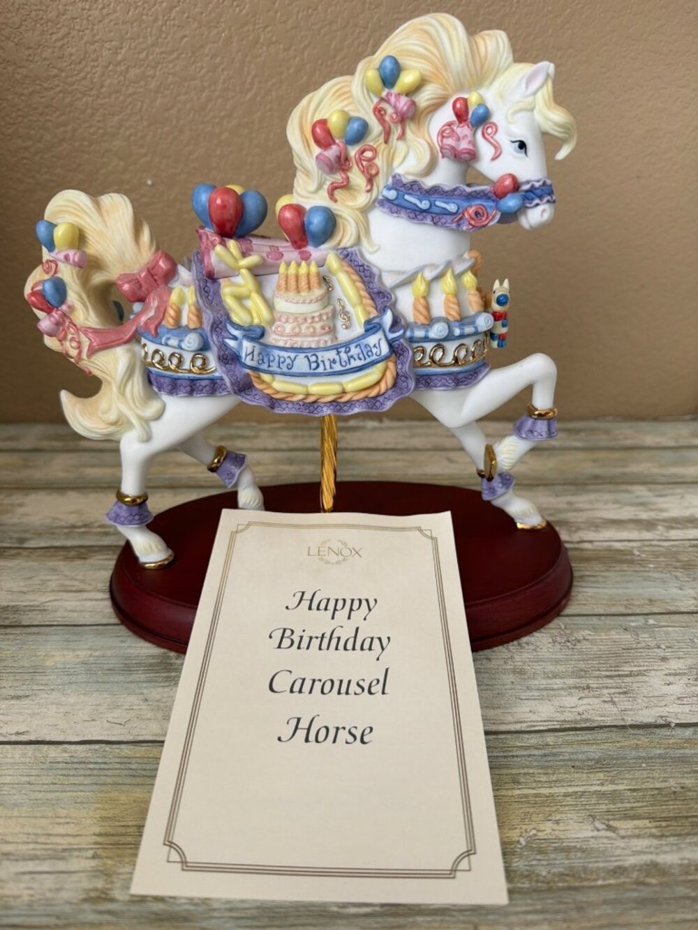 2001 Lenox Happy Birthday Carousel Horse Limited Edition w/COA - No Box